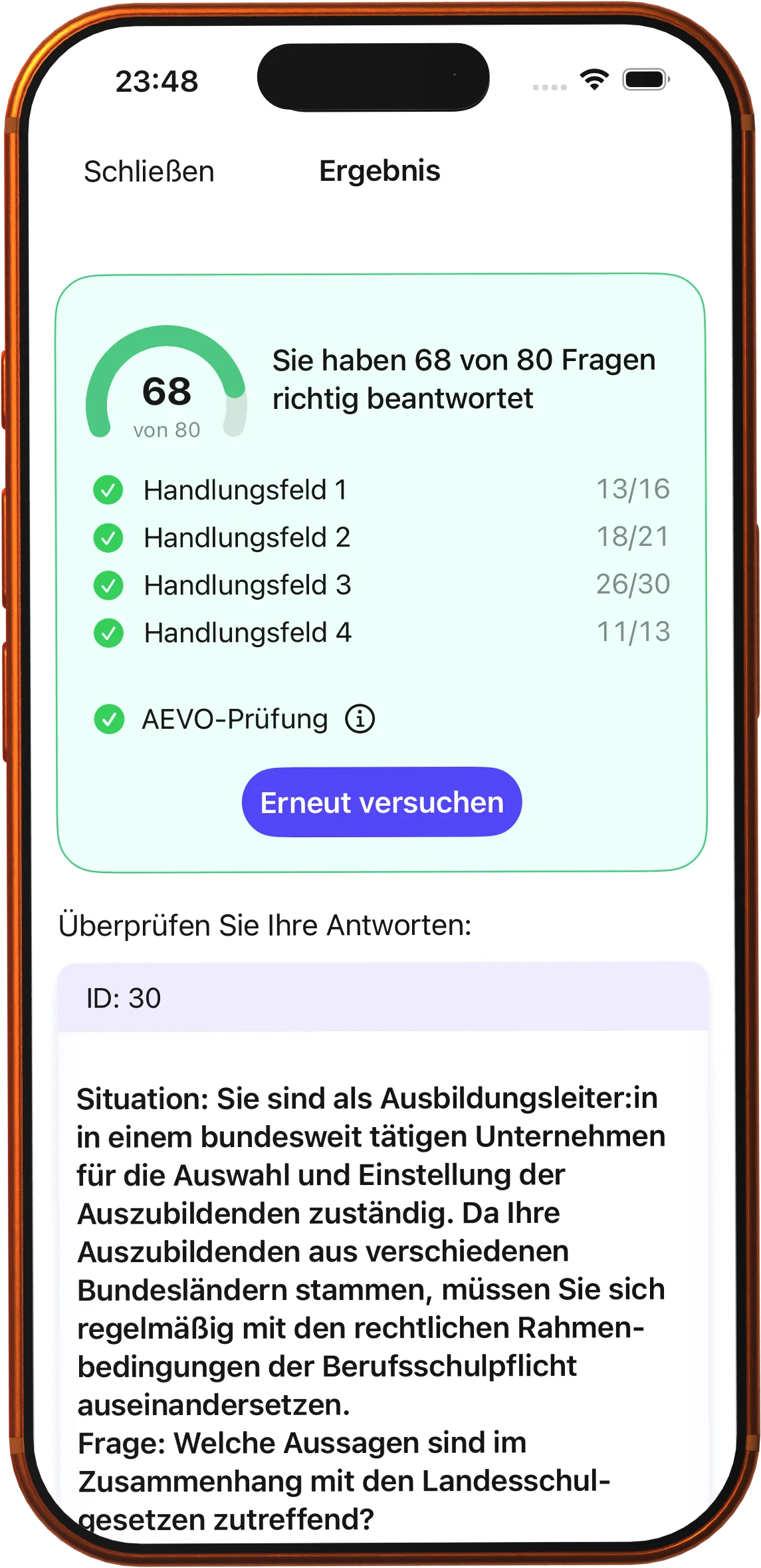 Sieh vor dem Prüfungstag, ob du bestehst